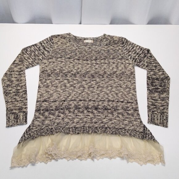 Altr'd State Knit Sweater With Roses Lace Hem Size S/M 38" Chest Black & White - Picture 1 of 7